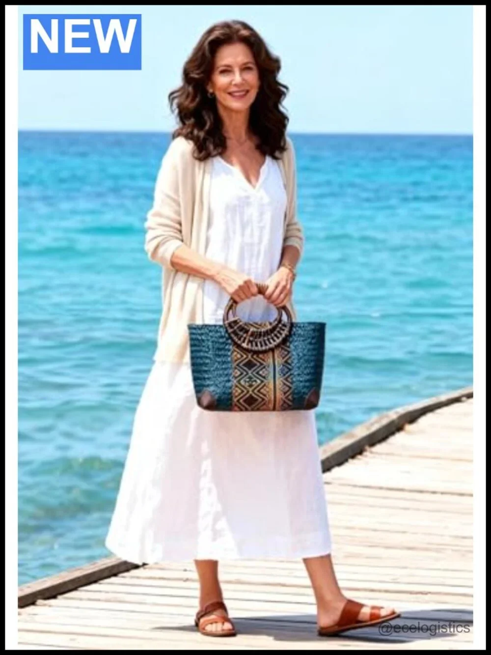 Handmade Rattan Tote Bag Women Straw Woven Beach Bag Bamboo Handle